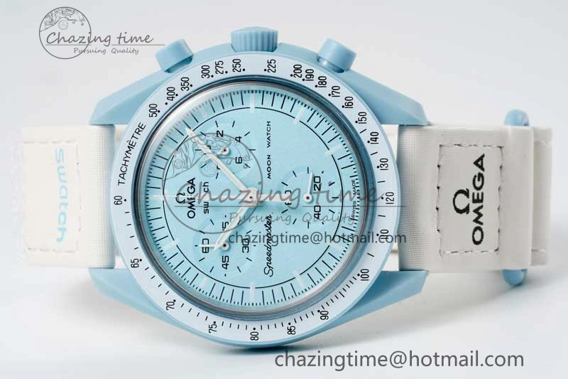 Neat Speedmaster Misson To Uranus 1:1 Best Edition Blue Dial On Nylon Strap Quartz 7860