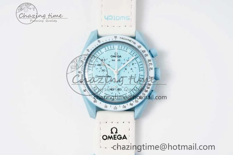 Neat Speedmaster Misson To Uranus 1:1 Best Edition Blue Dial On Nylon Strap Quartz 7860