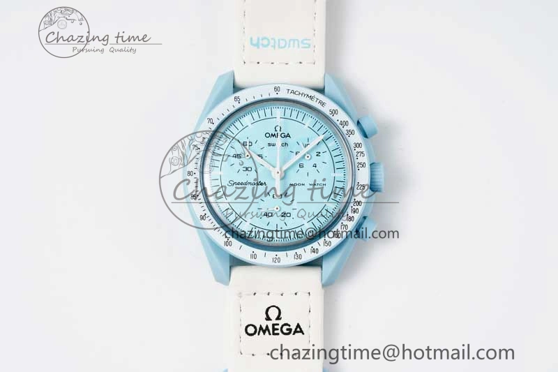 Neat Speedmaster Misson To Uranus 1:1 Best Edition Blue Dial On Nylon Strap Quartz 7860