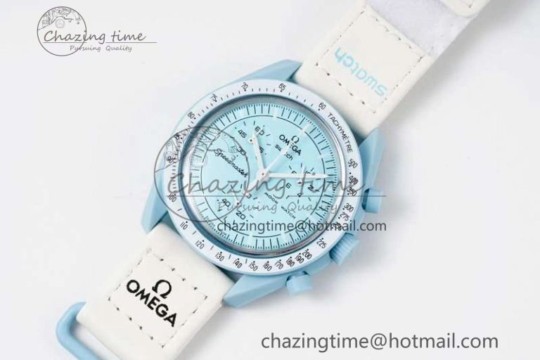 Neat Speedmaster Misson To Uranus 1:1 Best Edition Blue Dial On Nylon Strap Quartz 7860