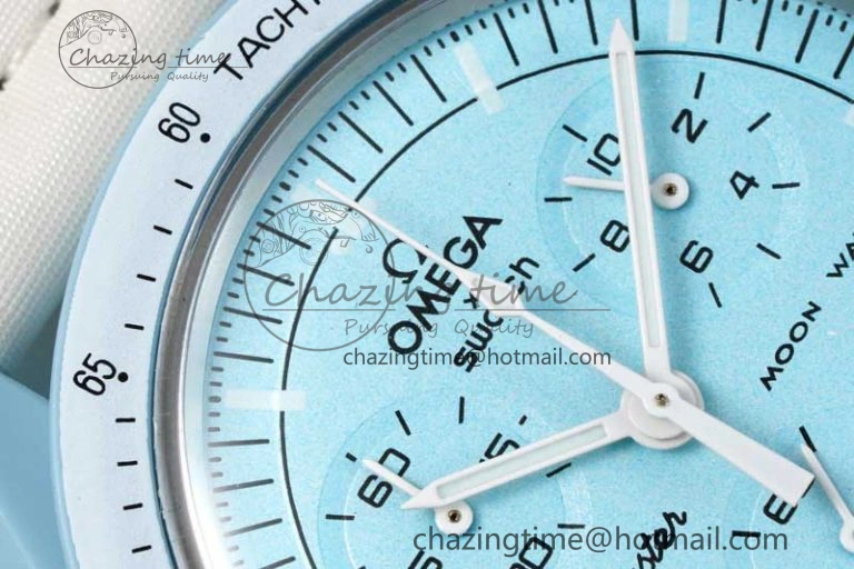 Neat Speedmaster Misson To Uranus 1:1 Best Edition Blue Dial On Nylon Strap Quartz 7860