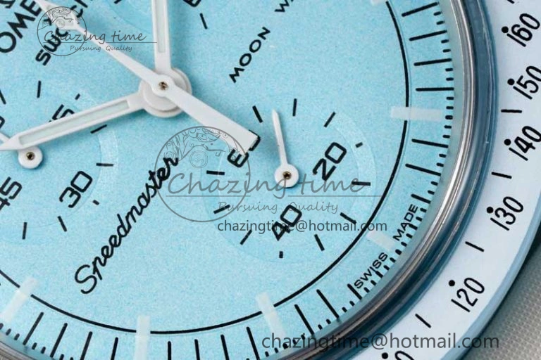 Neat Speedmaster Misson To Uranus 1:1 Best Edition Blue Dial On Nylon Strap Quartz 7860