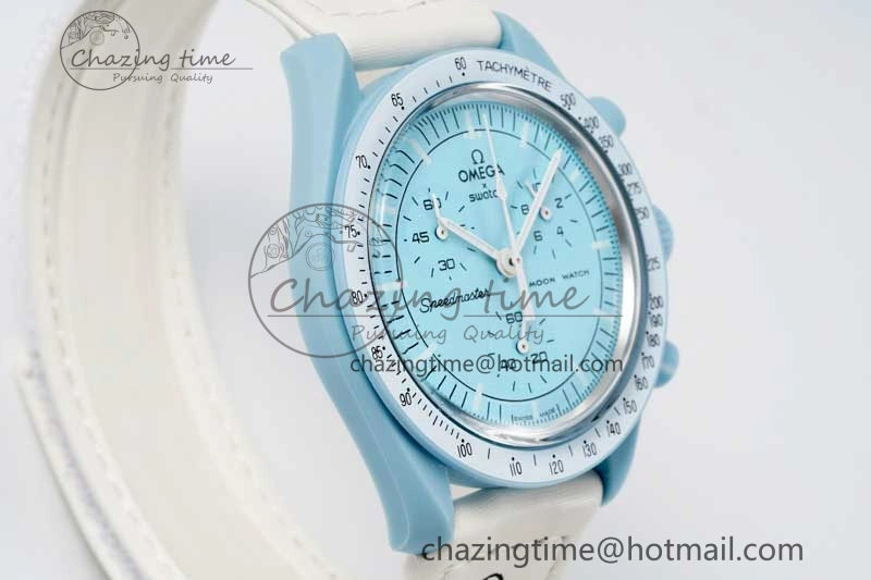 Neat Speedmaster Misson To Uranus 1:1 Best Edition Blue Dial On Nylon Strap Quartz 7860