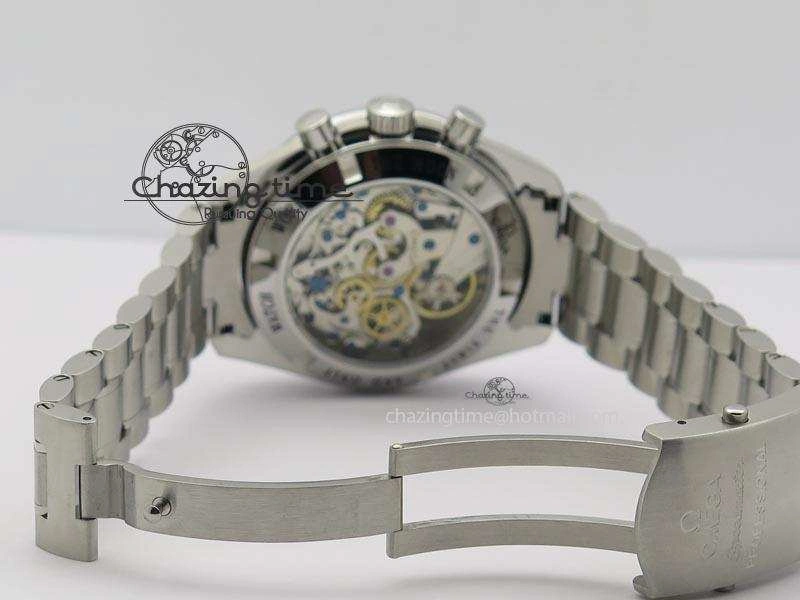 Breathable Speedmaster MoonWatch  Apollo 16 Black Dial On SS Bracelet 8231