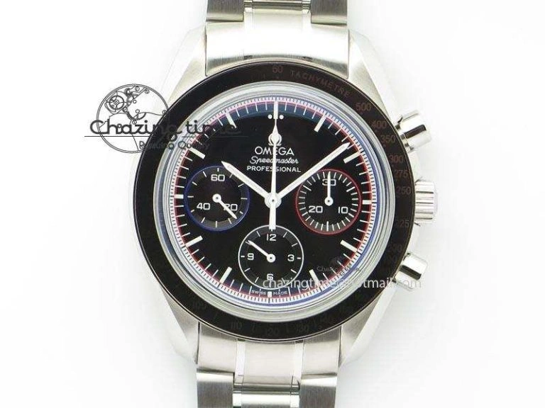 Breathable Speedmaster MoonWatch  Apollo 16 Black Dial On SS Bracelet 8231