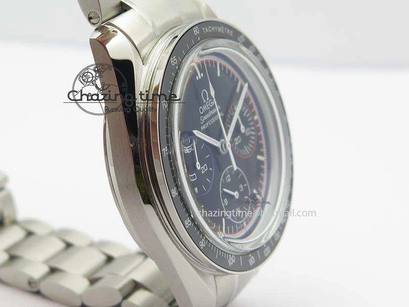 Breathable Speedmaster MoonWatch  Apollo 16 Black Dial On SS Bracelet 8231