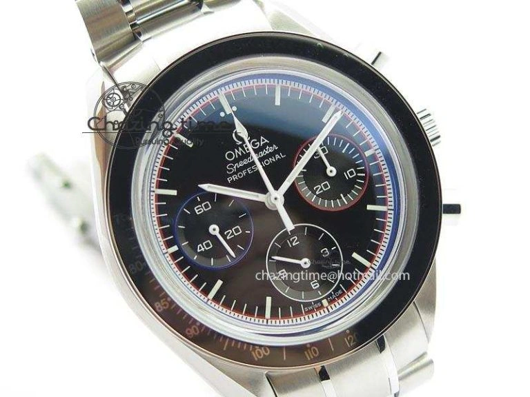 Breathable Speedmaster MoonWatch  Apollo 16 Black Dial On SS Bracelet 8231