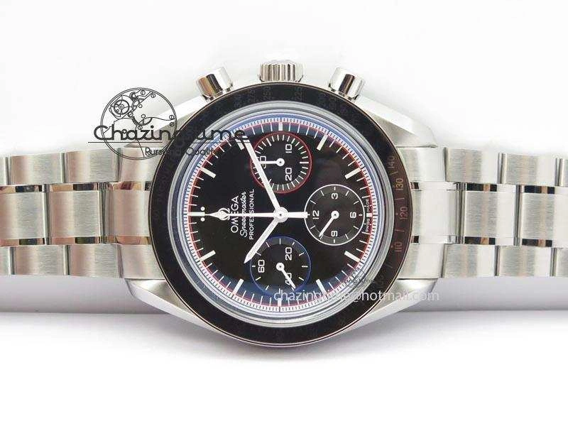Breathable Speedmaster MoonWatch  Apollo 16 Black Dial On SS Bracelet 8231