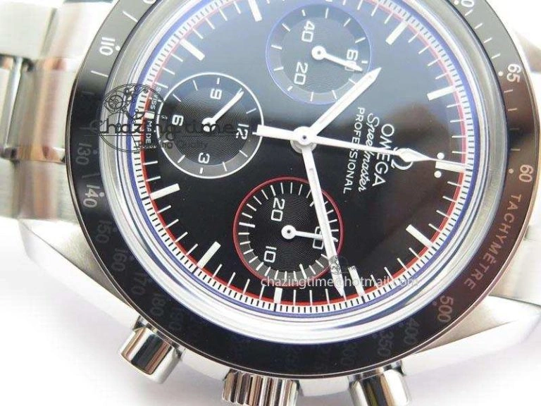 Breathable Speedmaster MoonWatch  Apollo 16 Black Dial On SS Bracelet 8231
