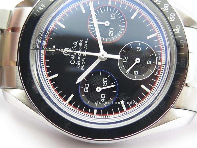 Breathable Speedmaster MoonWatch  Apollo 16 Black Dial On SS Bracelet 8231