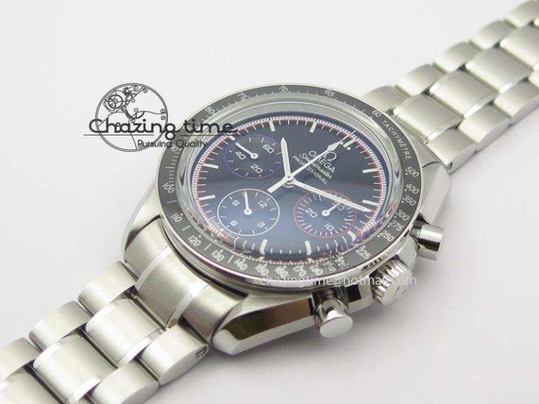 Breathable Speedmaster MoonWatch  Apollo 16 Black Dial On SS Bracelet 8231
