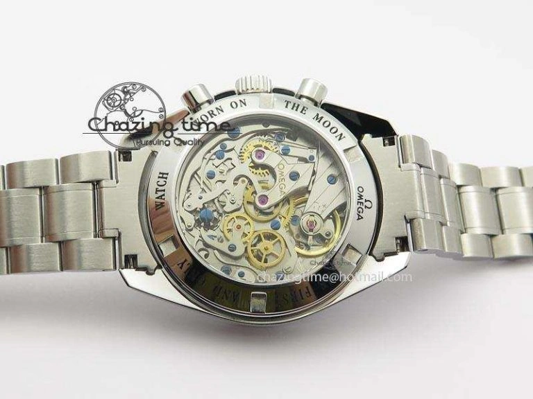 Breathable Speedmaster MoonWatch  Apollo 16 Black Dial On SS Bracelet 8231