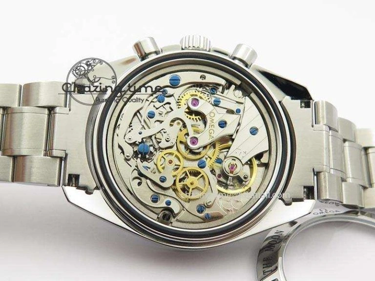 Breathable Speedmaster MoonWatch  Apollo 16 Black Dial On SS Bracelet 8231