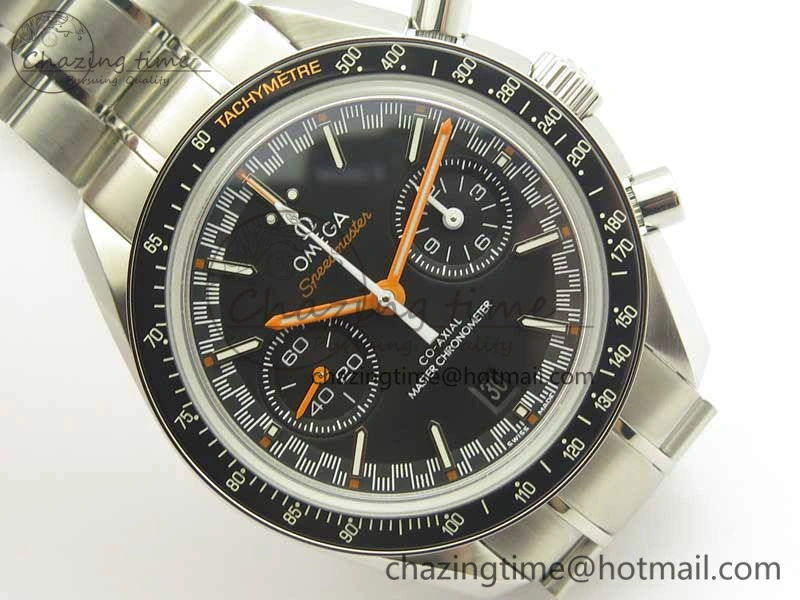 Speedmaster Moonwatch OMF 1:1 Best Edition Black Dial Orange Hand on SS Bracelet A FreshLook 8044