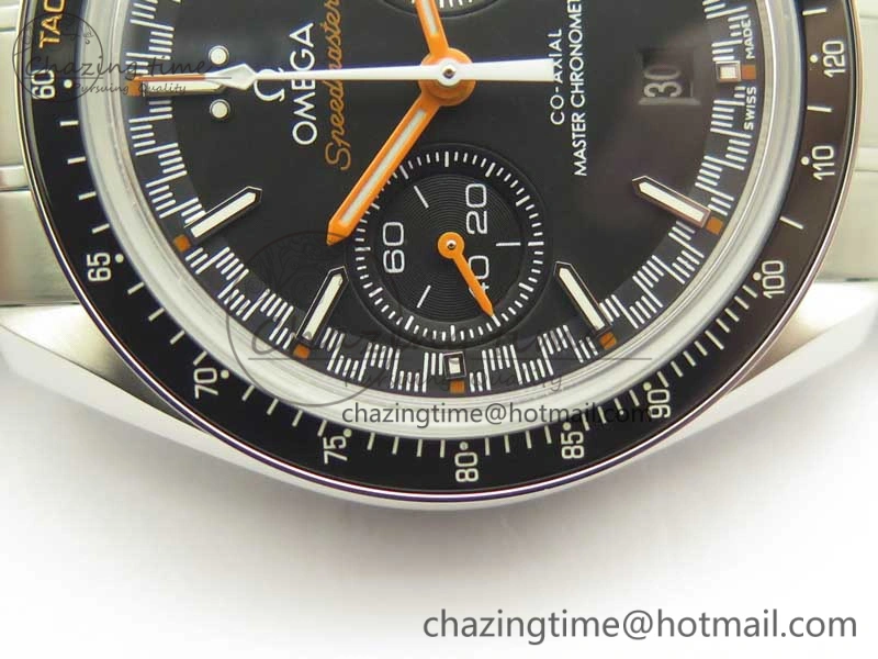 Speedmaster Moonwatch OMF 1:1 Best Edition Black Dial Orange Hand on SS Bracelet A FreshLook 8044