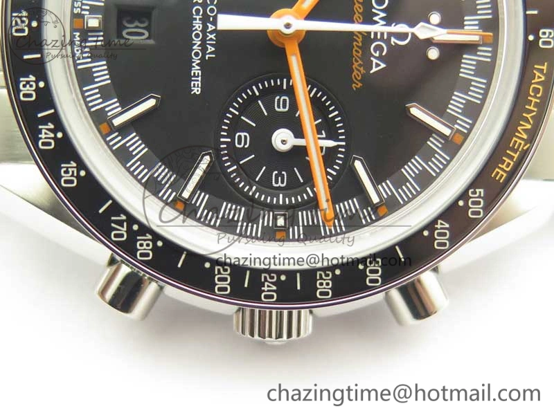 Speedmaster Moonwatch OMF 1:1 Best Edition Black Dial Orange Hand on SS Bracelet A FreshLook 8044