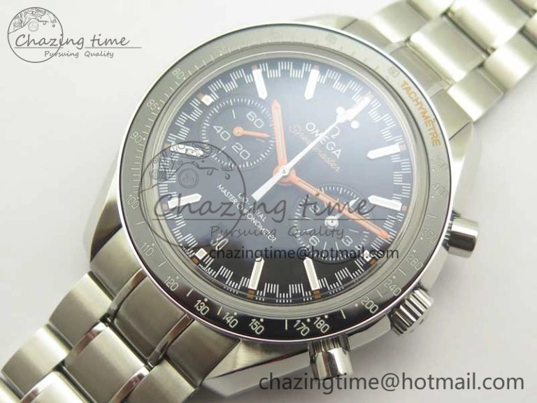 Speedmaster Moonwatch OMF 1:1 Best Edition Black Dial Orange Hand on SS Bracelet A FreshLook 8044