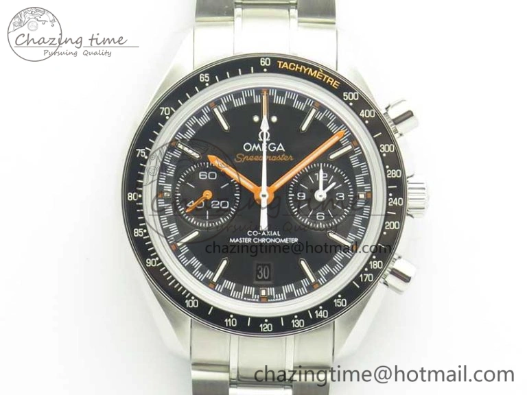 Speedmaster Moonwatch OMF 1:1 Best Edition Black Dial Orange Hand on SS Bracelet A FreshLook 8044