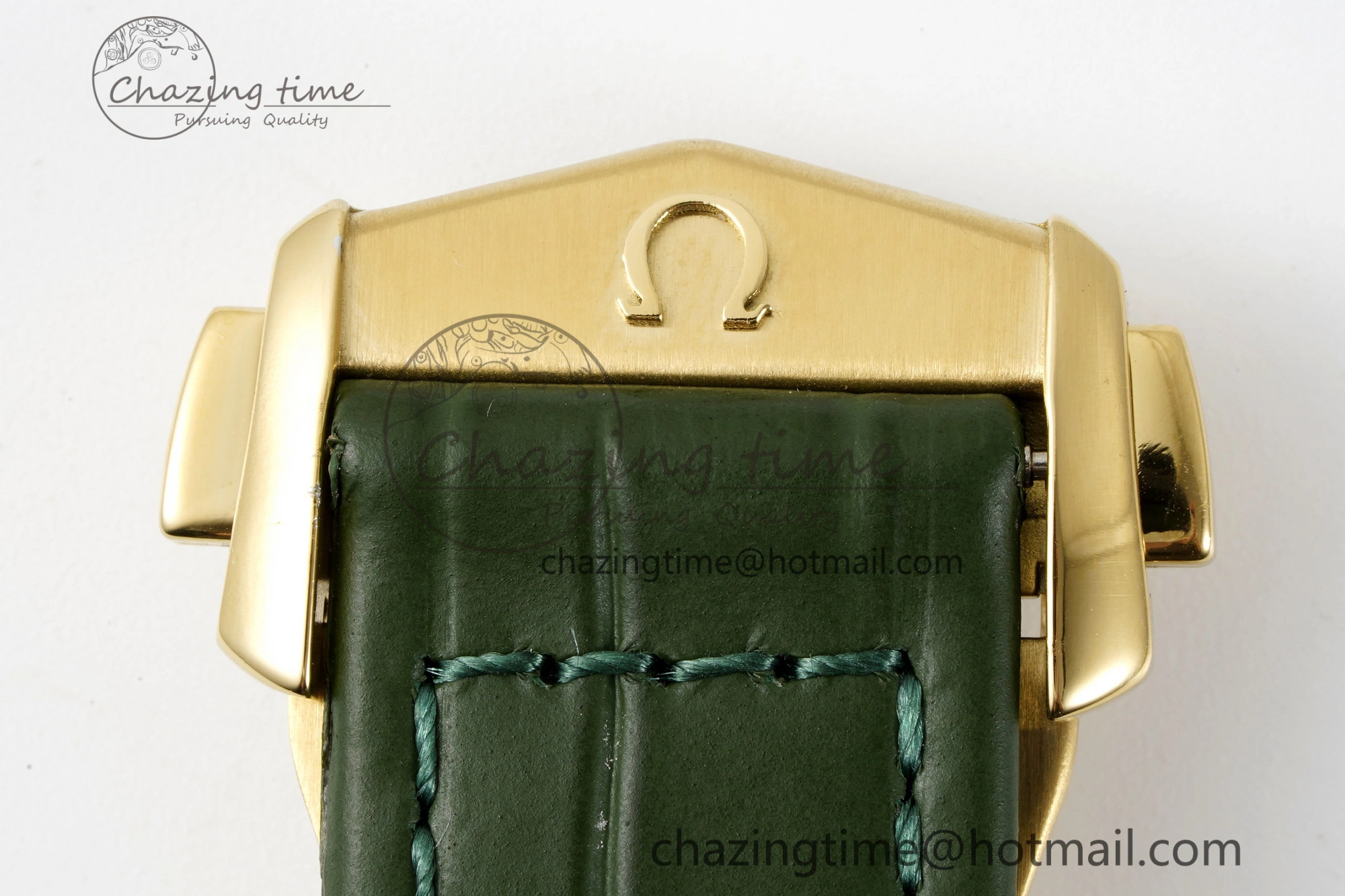 Speedmaster Moonwatch in Moonshine Gold YG RMF Best Edition Green Dial on Green Leather Strap Manual Chrono Effortless 7832