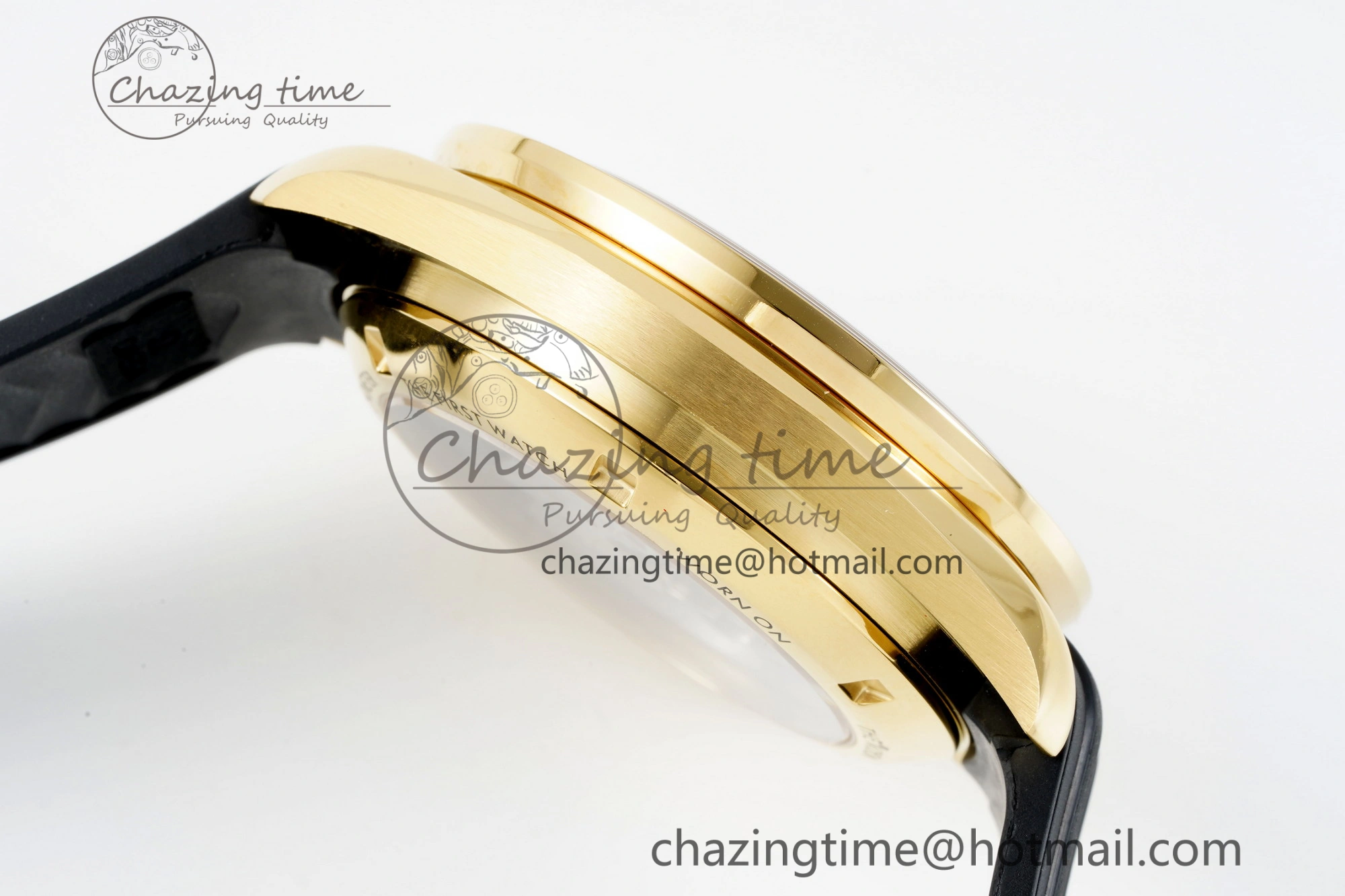 Premium Speedmaster Moonwatch in Moonshine Gold YG RMF Best Edition YG Dial on Black Rubber Strap Manual Chrono 7834