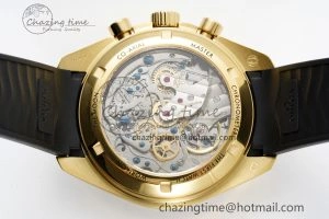Premium Speedmaster Moonwatch in Moonshine Gold YG RMF Best Edition YG Dial on Black Rubber Strap Manual Chrono 7834