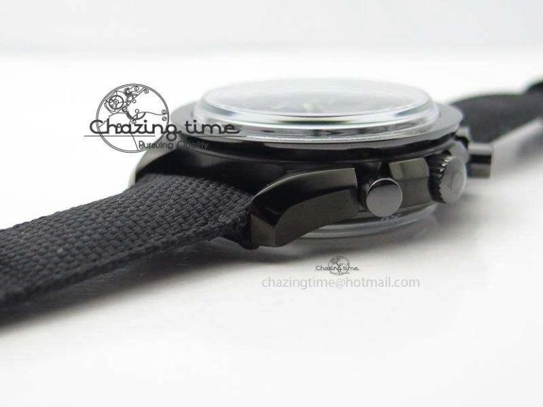 DailyWear Speedmaster Professional Chronometer PVD Black Dial On Black Leather Strap A 8259