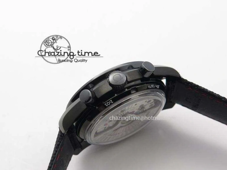 DailyWear Speedmaster Professional Chronometer PVD Black Dial On Black Leather Strap A 8259