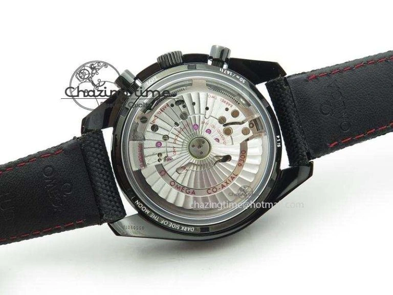 DailyWear Speedmaster Professional Chronometer PVD Black Dial On Black Leather Strap A 8259