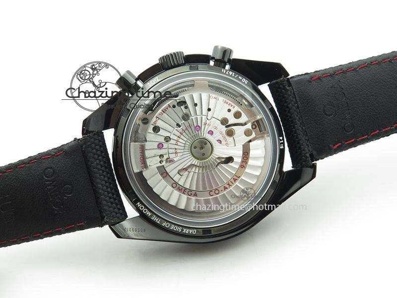 DailyWear Speedmaster Professional Chronometer PVD Black Dial On Black Leather Strap A 8259