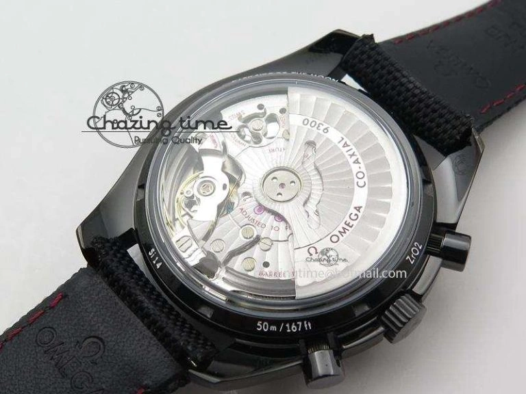 DailyWear Speedmaster Professional Chronometer PVD Black Dial On Black Leather Strap A 8259