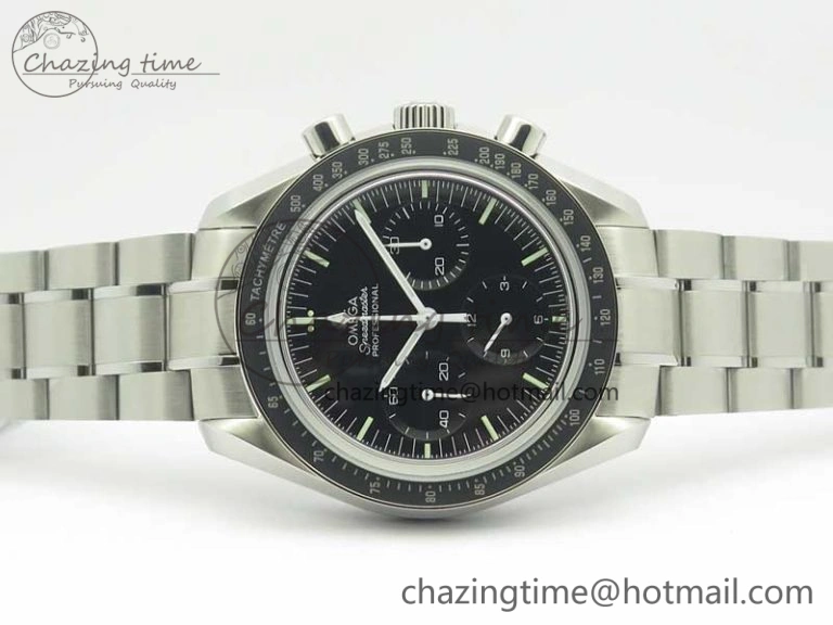 Attractive Speedmaster Professional SS OMF Best Edition Black Dial on SS Bracelet Manual Winding Chrono Movement 7995