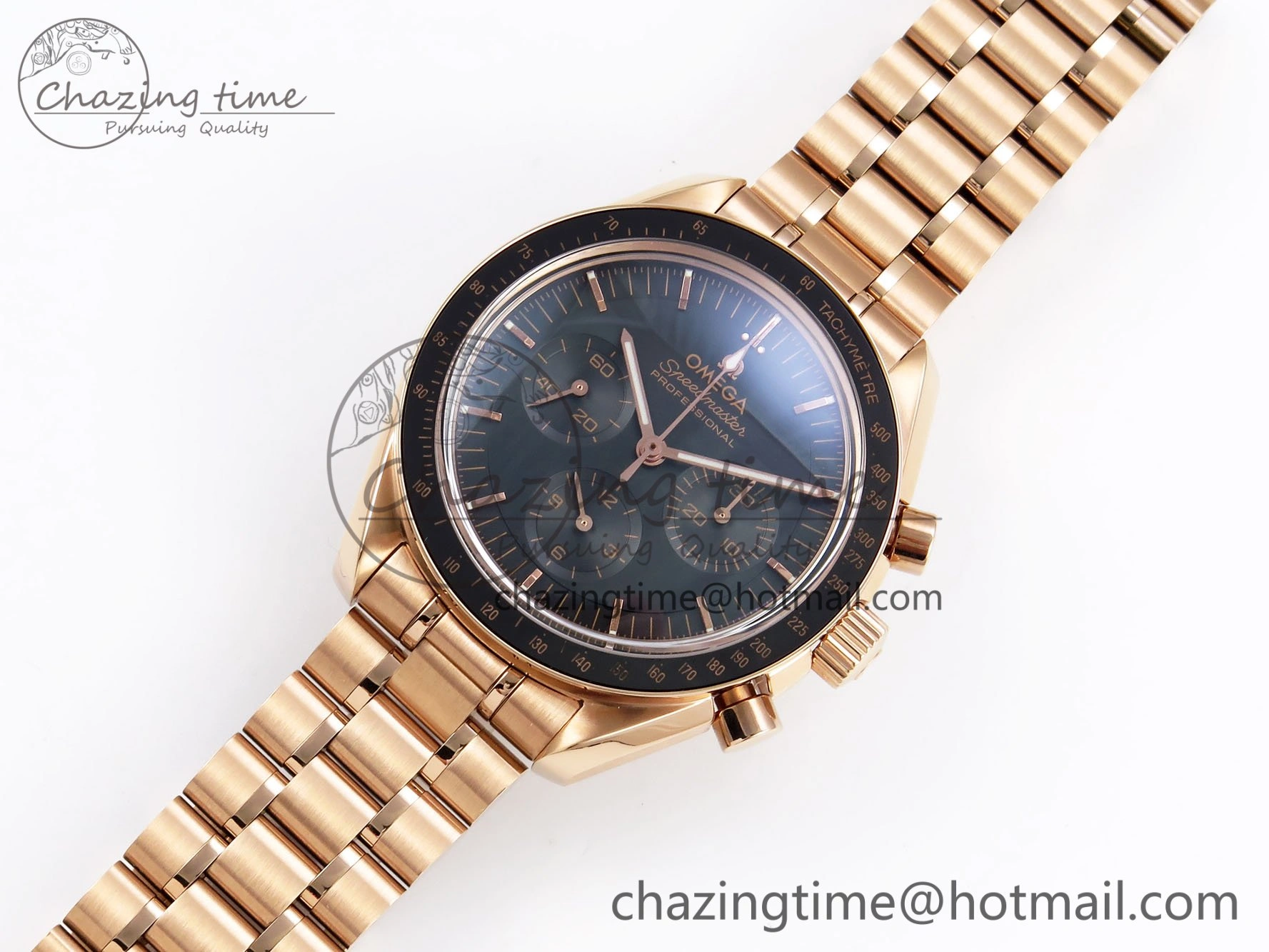 Seasonal Speedmaster RG RMF Best Edition Black Dial on RG Bracelet Lemania HW 7724