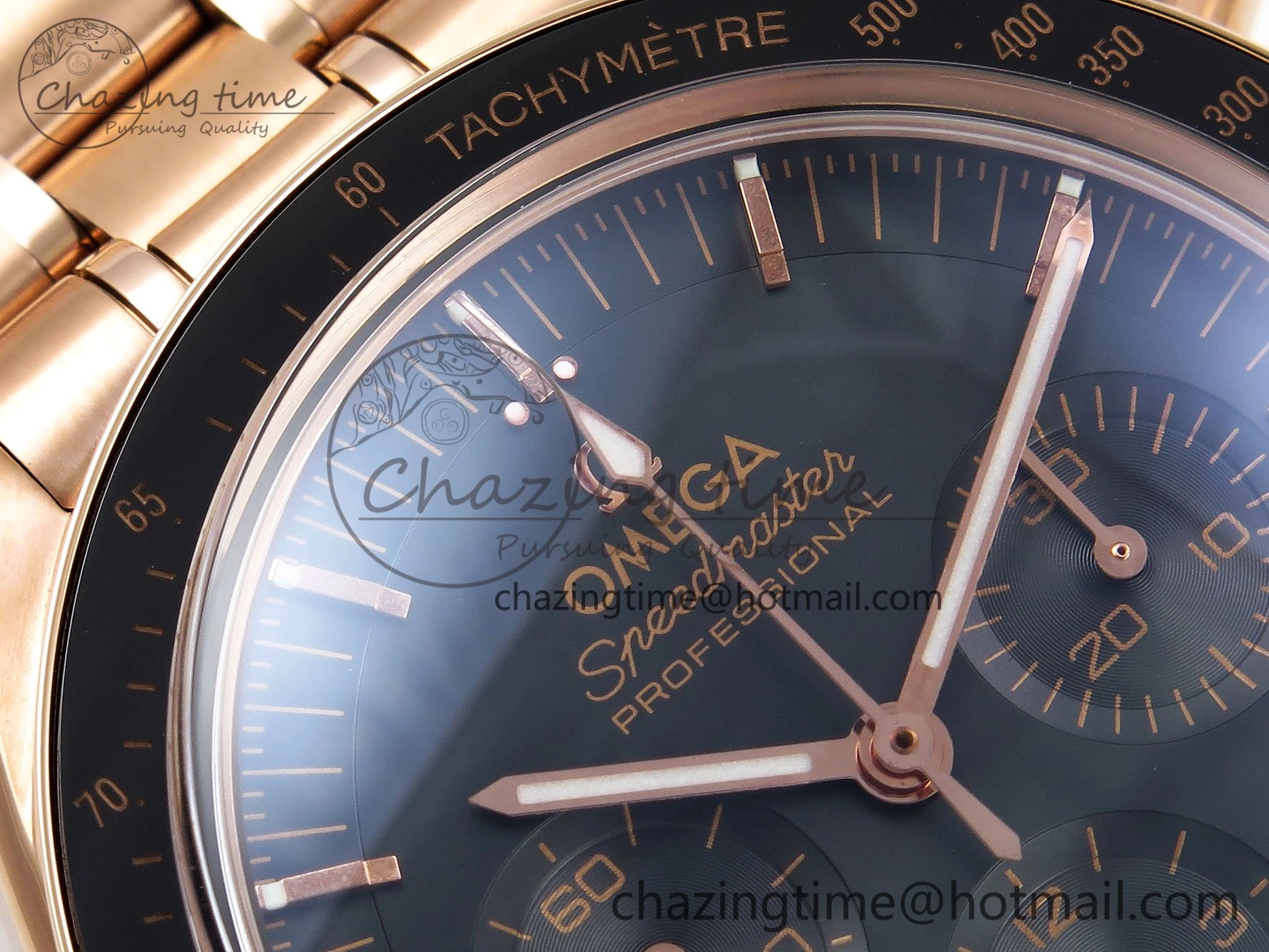 Seasonal Speedmaster RG RMF Best Edition Black Dial on RG Bracelet Lemania HW 7724