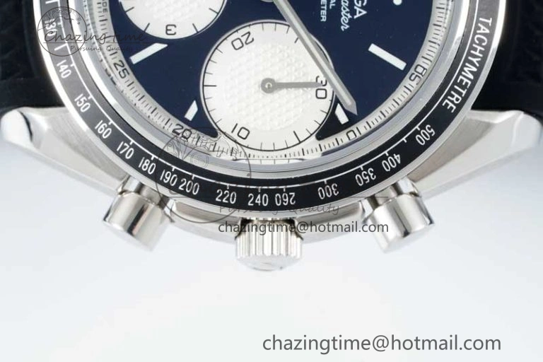 Resilient Speedmaster Racing Master SS HKF Best Edition Black White Dial on Black Rubber Strap A 7820