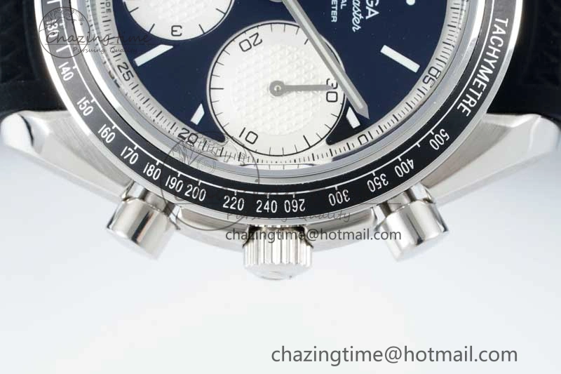 Resilient Speedmaster Racing Master SS HKF Best Edition Black White Dial on Black Rubber Strap A 7820