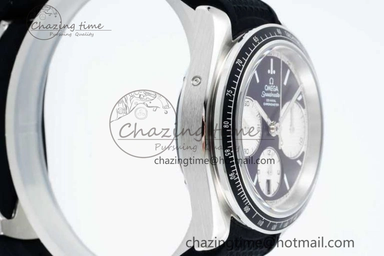 Resilient Speedmaster Racing Master SS HKF Best Edition Black White Dial on Black Rubber Strap A 7820