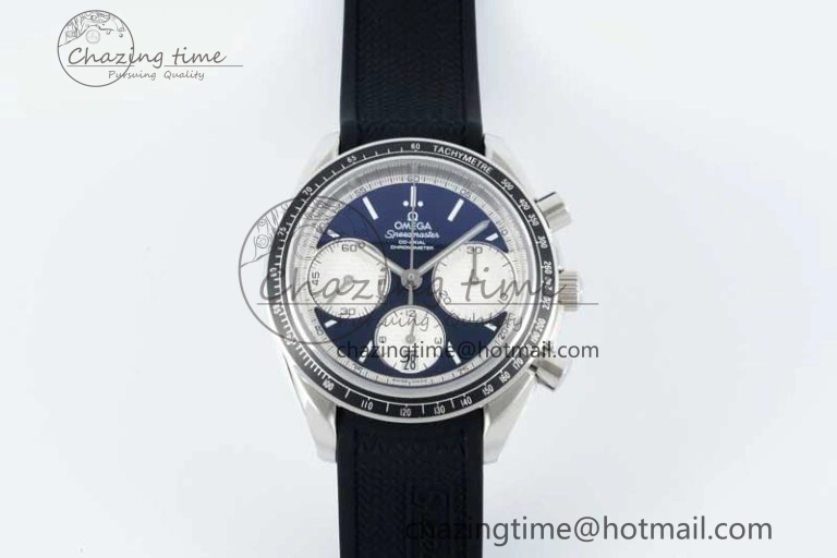 Resilient Speedmaster Racing Master SS HKF Best Edition Black White Dial on Black Rubber Strap A 7820