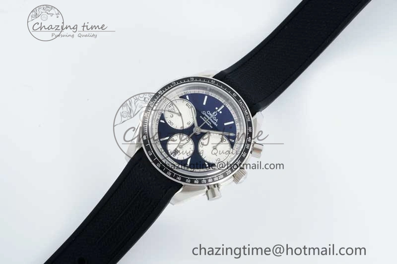 Resilient Speedmaster Racing Master SS HKF Best Edition Black White Dial on Black Rubber Strap A 7820