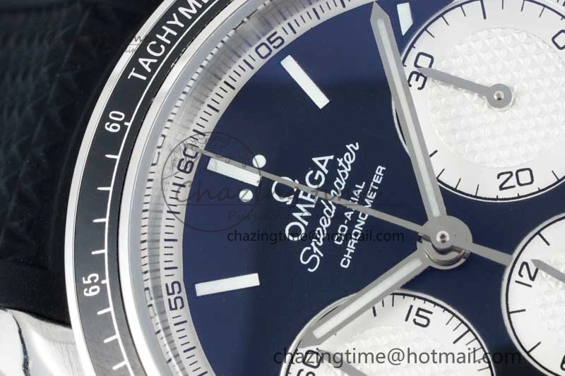 Resilient Speedmaster Racing Master SS HKF Best Edition Black White Dial on Black Rubber Strap A 7820