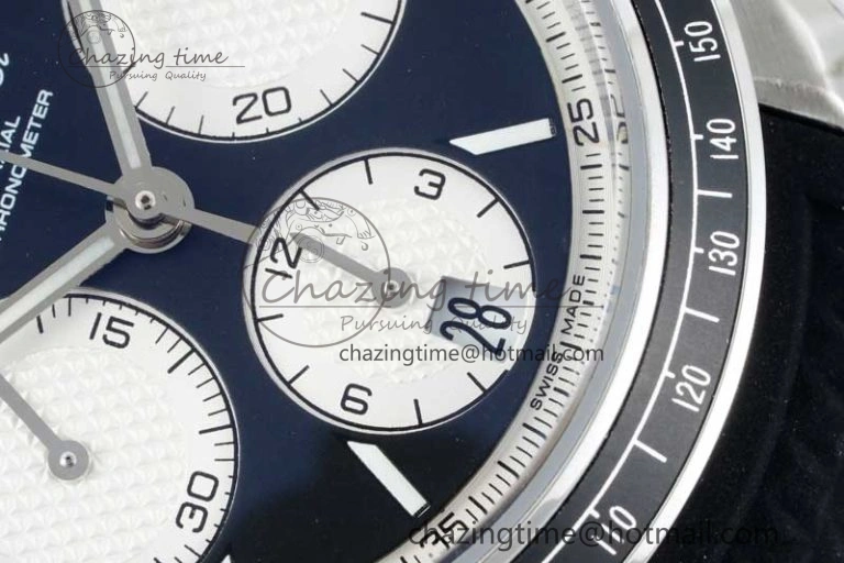 Resilient Speedmaster Racing Master SS HKF Best Edition Black White Dial on Black Rubber Strap A 7820
