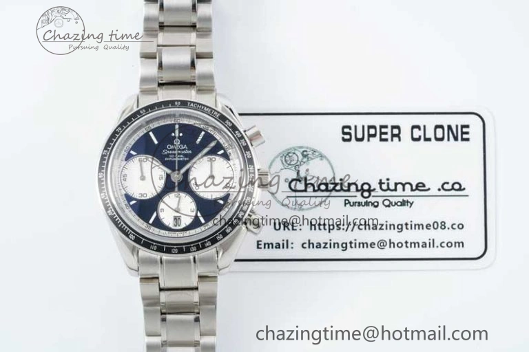 Cozy Speedmaster Racing Master SS HKF Best Edition Black White Dial on SS Bracelet A 7807