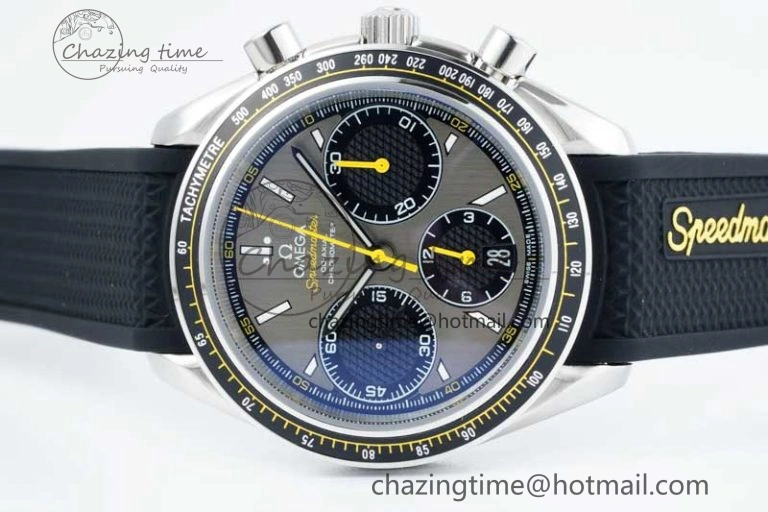 Packable Speedmaster Racing Master SS HKF Best Edition Gray Black Dial on Black Rubber Strap A 7811