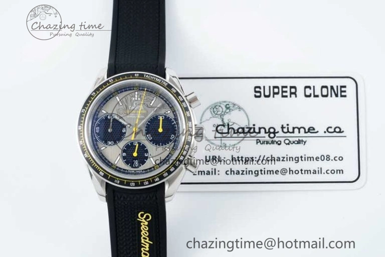 Packable Speedmaster Racing Master SS HKF Best Edition Gray Black Dial on Black Rubber Strap A 7811