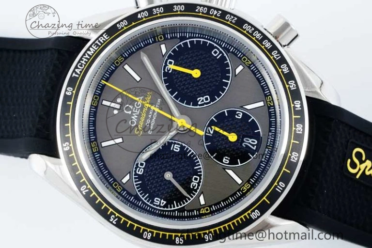Packable Speedmaster Racing Master SS HKF Best Edition Gray Black Dial on Black Rubber Strap A 7811