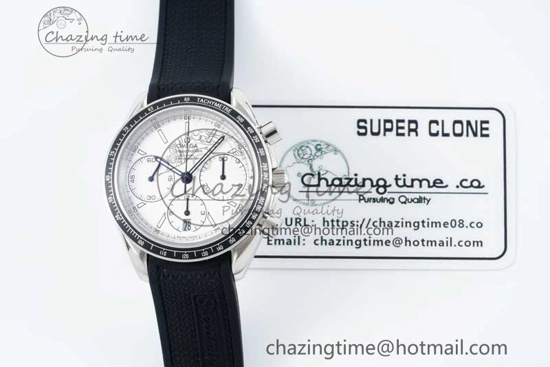 Speedmaster Racing Master SS HKF Best Edition White Dial on Black Rubber Strap A HighQuality 7815