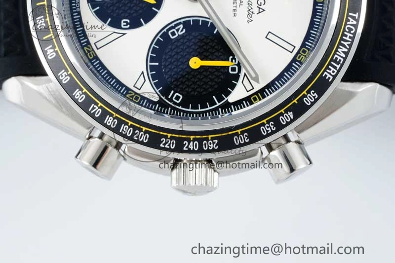 TopPick Speedmaster Racing Master SS HKF Best Edition White Black Dial on Black Rubber Strap A 7813
