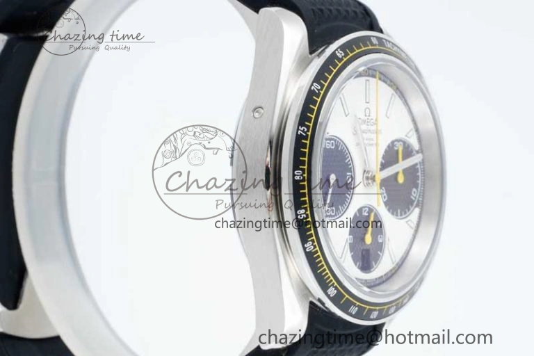 TopPick Speedmaster Racing Master SS HKF Best Edition White Black Dial on Black Rubber Strap A 7813