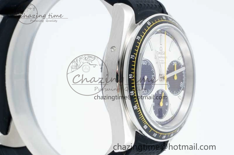 TopPick Speedmaster Racing Master SS HKF Best Edition White Black Dial on Black Rubber Strap A 7813