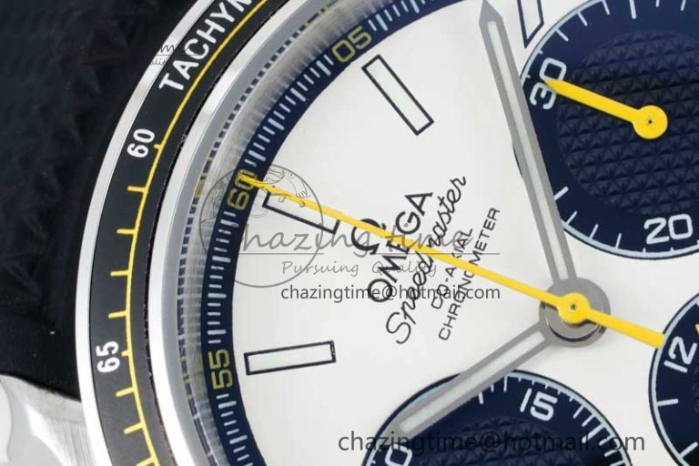 TopPick Speedmaster Racing Master SS HKF Best Edition White Black Dial on Black Rubber Strap A 7813