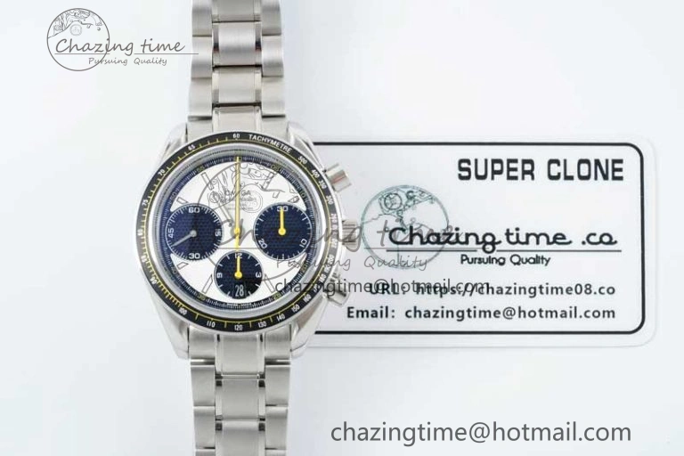 Speedmaster Racing Master SS HKF Best Edition White Black Dial on SS Bracelet A ModernLook 7812